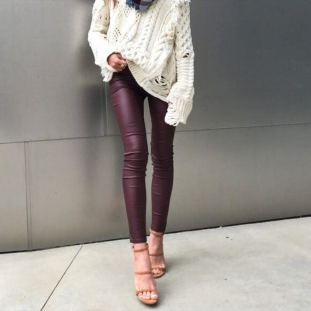 Articles of Society Mya Coated Pants in Burgundy Size 25